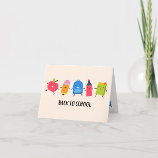 Carte De Remerciements Amusant retour à l'école illustré de couleurs