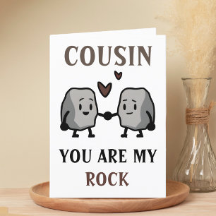 Carte De Remerciements Amusant Rock Pun Joke Humour Cousin Joyeux Anniver
