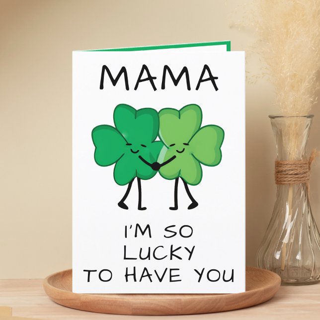 Carte De Remerciements Amusant Vert Clover St Patrick's Day Maman Anniver (Funny Green Clover St Patrick's Day Mom Birthday Thank You Card)