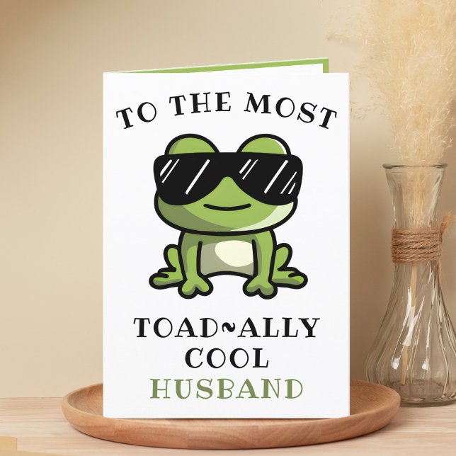 Carte De Remerciements Amusante Grenouille Toad Cool Épouse Joyeux annive (Funny Green Frog Toad Cool Husband Happy Birthday Thank You Card)