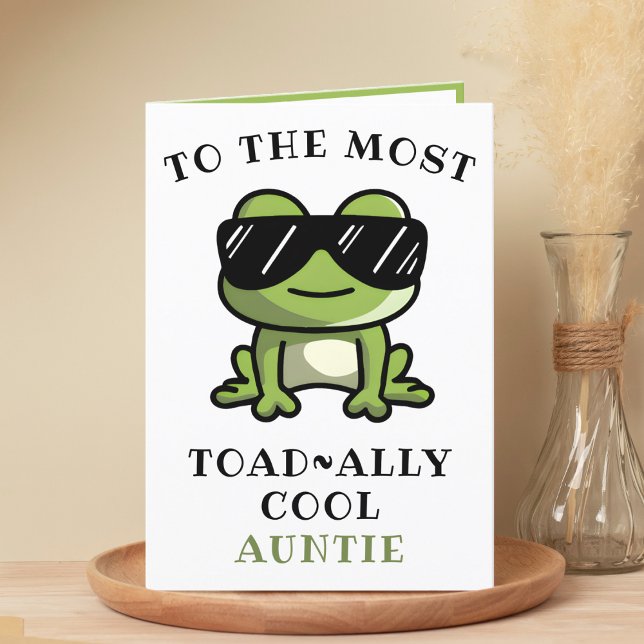 Carte De Remerciements Amusante Grenouille Verte Toad Cool Tante Joyeux A (Funny Green Frog Toad Cool Aunt Happy Birthday Thank You Card)