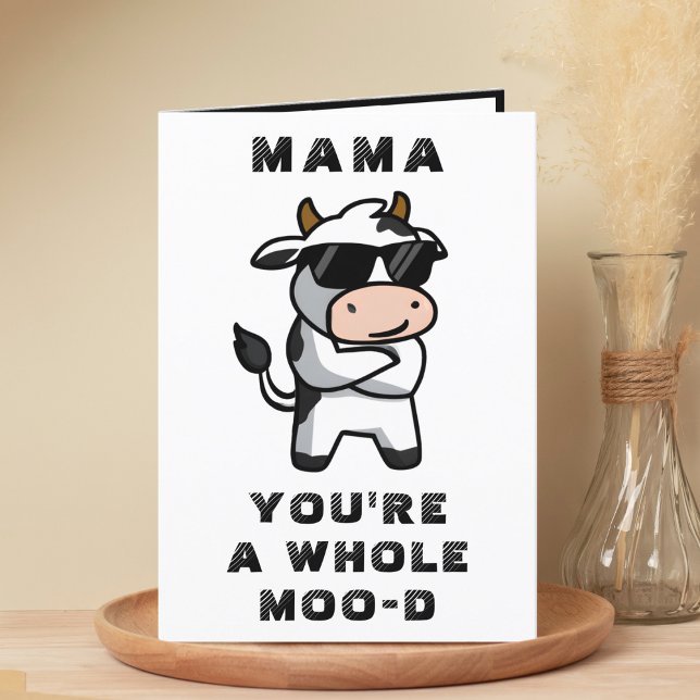Carte De Remerciements Amusante vache Moo Mood Mère Joyeux anniversaire (Funny Cow Moo Mood Mother Happy Birthday Thank You Card)
