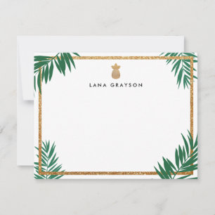 Carte De Remerciements Ananas à Parties scintillant d'or Faux blanc Perso