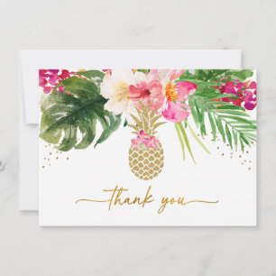 Carte De Remerciements Ananas Tropical Floral