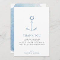 Ancre d'aquarelle Baby shower de plage bleu marine