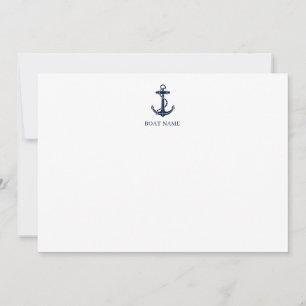 Carte De Remerciements Ancre de bateau nautique et nom de capitaine
