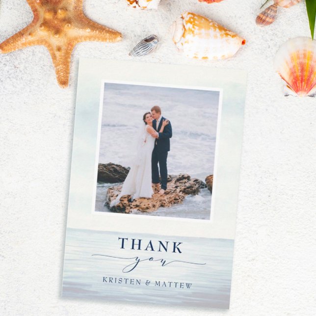 Carte De Remerciements Ancre nautique aquarelle océan (Créateur téléchargé)