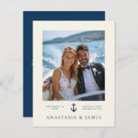 Ancre Naútíque Moderne Mariage Photo Bleu Marine