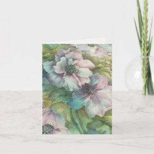 Carte De Remerciements Anémones Aquarelle Fleurs Pensées pour toi