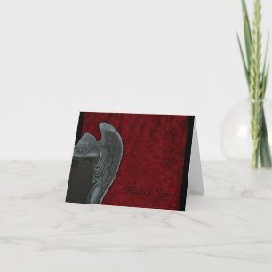 Carte De Remerciements Ange gothique sur le mariage en velours rouge, mer