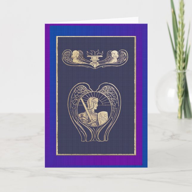 Carte De Remerciements Ange Heraldry avec épée (Devant)