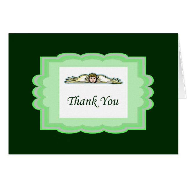 Carte de remerciements Angel Avec Bordure Verte (Devant Horizontal)