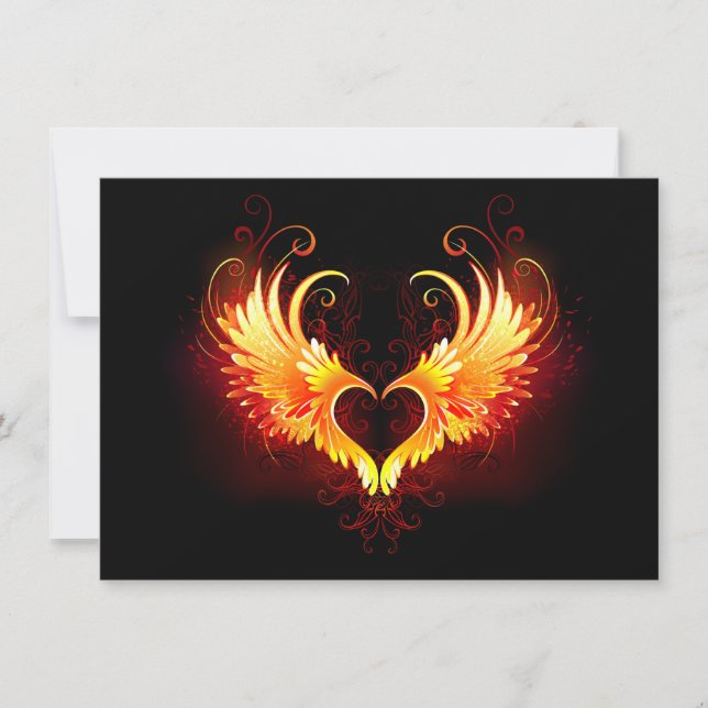Carte De Remerciements Angel Fire Heart with Wings (Devant)