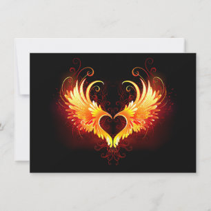 Carte De Remerciements Angel Fire Heart with Wings