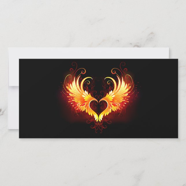 Carte De Remerciements Angel Fire Heart with Wings (Devant)