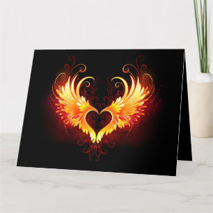 Carte De Remerciements Angel Fire Heart with Wings
