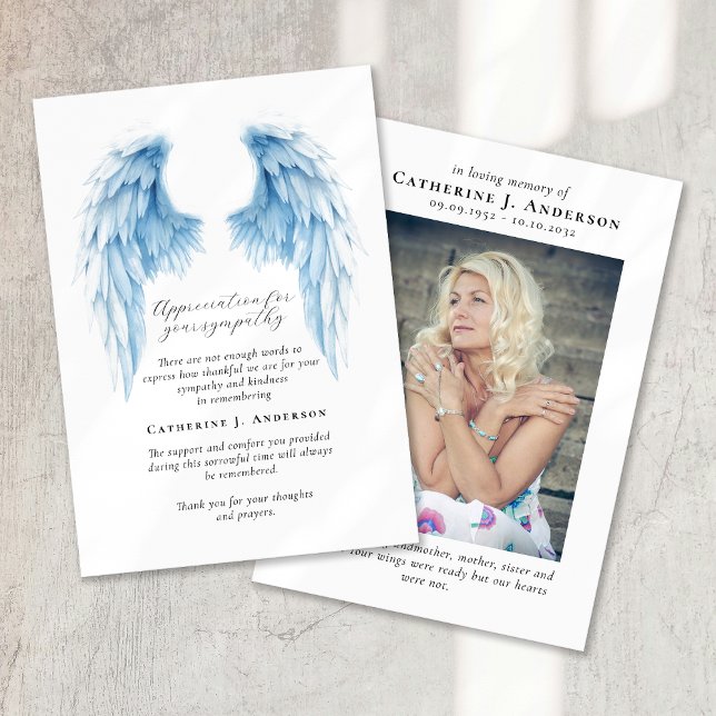 Carte De Remerciements Angel Wings Photo Sympathy Funeral Memorial (Créateur téléchargé)