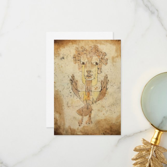 Carte De Remerciements Angelus Novus par Paul Klee (Devant/Arrière en situation)