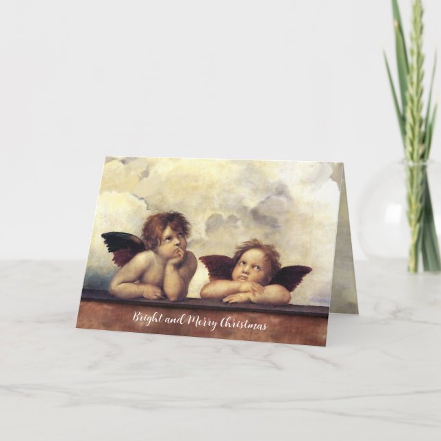 Carte De Remerciements ANGES / Cherubs ailés, Nuages Raffaello Sanzio (Devant)