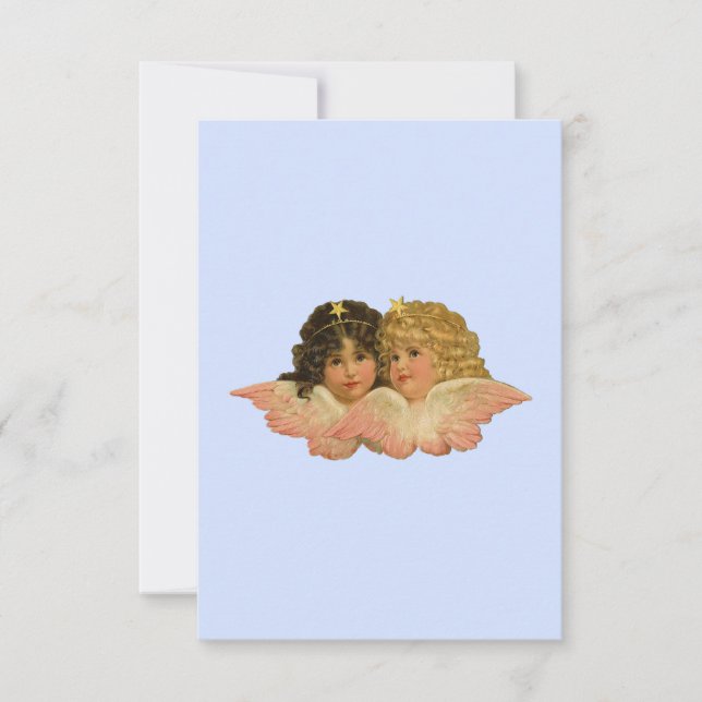 Carte De Remerciements Anges victoriens Bleu Bébé (Devant)