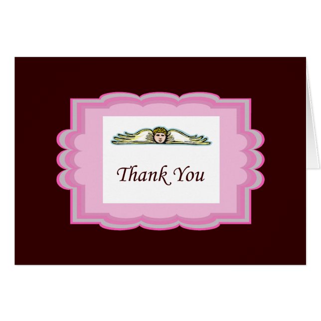 Carte de remerciements Angle Avec Bordure Rose (Devant Horizontal)
