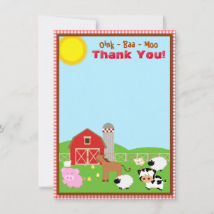 Carte De Remerciements Animal de ferme Barnyard Baby shower d'anniversair