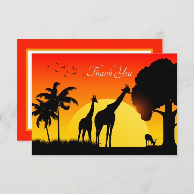Carte De Remerciements animal Safari mignon ajouter du texte  (Devant / Derrière)