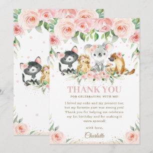 Carte De Remerciements Animaux australiens Blush rose Floral Birthday Bab
