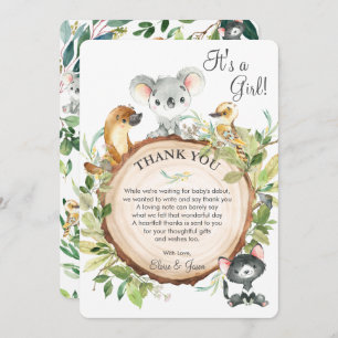 Carte De Remerciements Animaux australiens mignons Koala Baby shower neut