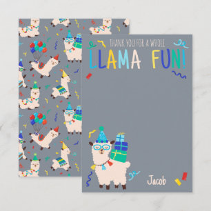 Carte De Remerciements Animaux de Fête de Remerciement Lama Garçons d'Ann