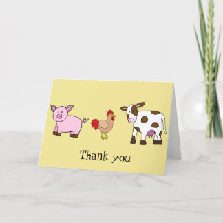 Carte De Remerciements Animaux de la ferme, Note de remerciement