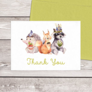Carte De Remerciements Animaux de la forêt vous remercient Note plate