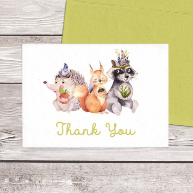 Carte De Remerciements Animaux de la forêt vous remercient Note plate (Créateur téléchargé)