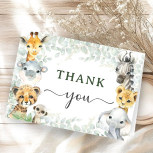 Carte De Remerciements Animaux de la Jungle Safari Baby Shower Remercieme