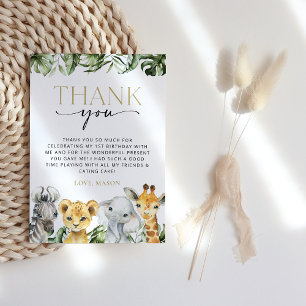 Carte De Remerciements Animaux de la jungle, Safari, Un sauvage, premier