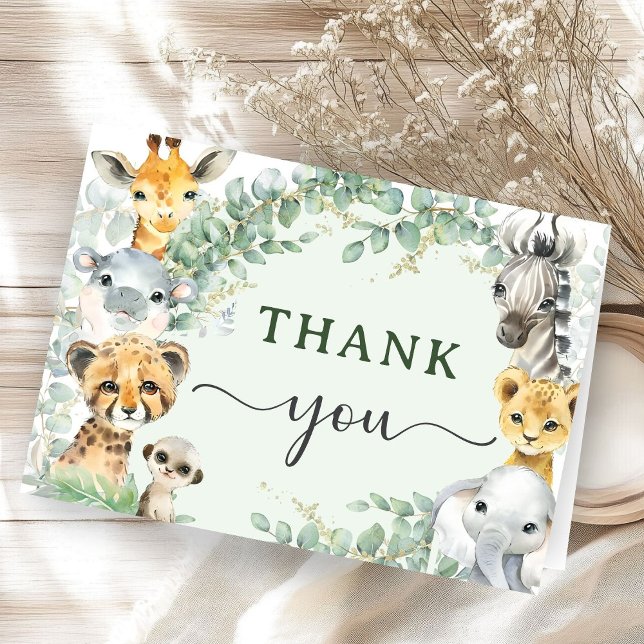 Carte De Remerciements Animaux de la Jungle Tropicale Baby Shower Remerci (Créateur téléchargé)