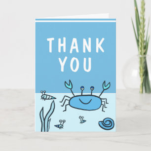 Carte De Remerciements Animaux de mer Crabe Motif Garçon Mignon Anniversa