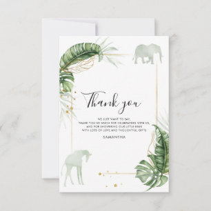 Carte De Remerciements Animaux de safari aquarelle Baby Shower