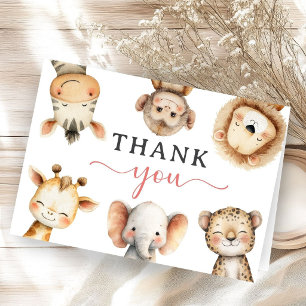 Carte De Remerciements Animaux de Safari Baby Shower Fille Remerciement P