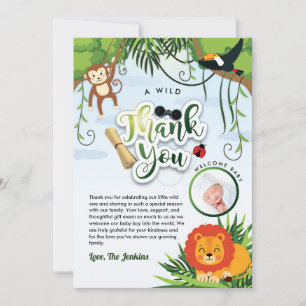 Carte De Remerciements Animaux de Safari de la Jungle Sauvage Baby Shower
