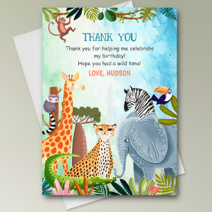 Carte De Remerciements Animaux de safari garçon anniversaire tout âge