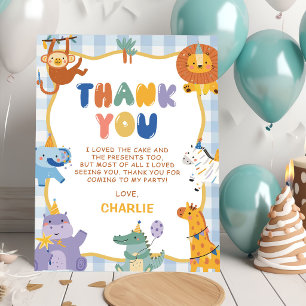 Carte De Remerciements Animaux de safari mignons garçon 1er anniversaire