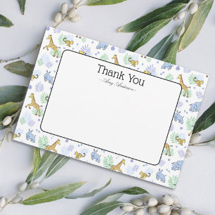 Carte De Remerciements Animaux de Safari Mignons Motif Baby Shower