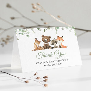 Carte De Remerciements Animaux des bois, Forêt, Un sauvage, Baby shower