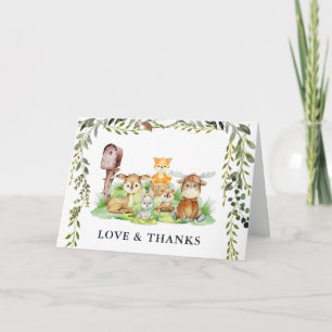 Carte De Remerciements Animaux des Bois   Remerciements pour Baby Shower 