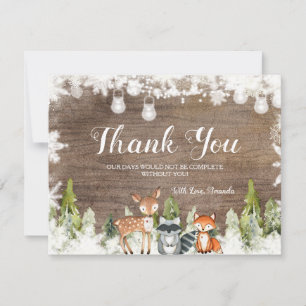 Carte De Remerciements Animaux d'hiver Baby shower de flocons de neige en
