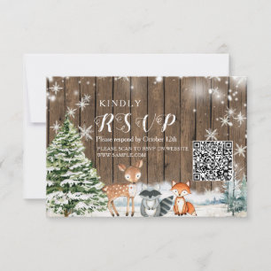 Carte De Remerciements Animaux d'hiver Baby shower de flocons de neige en