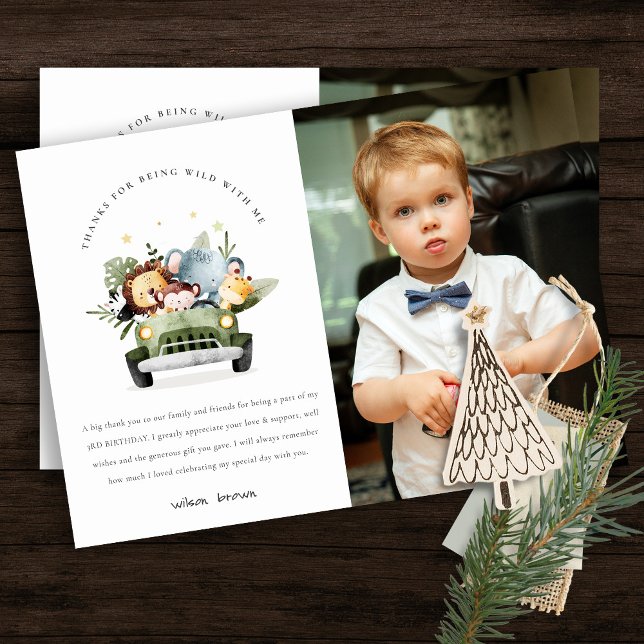 Carte De Remerciements Animaux sauvages de la jungle tropicale dans une p (Créateur téléchargé)