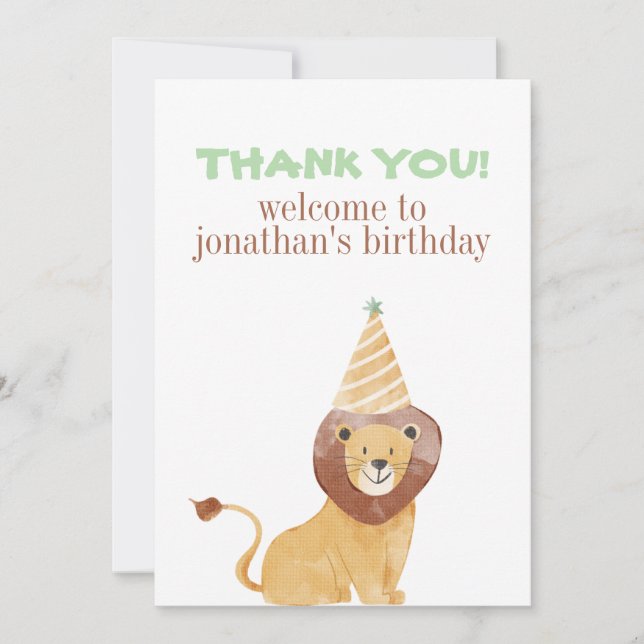Carte De Remerciements Animaux sauvages mignons Anniversaire (Devant)