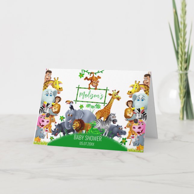 Carte De Remerciements Animaux Wild One Jungle verdure safari hiver (Devant)